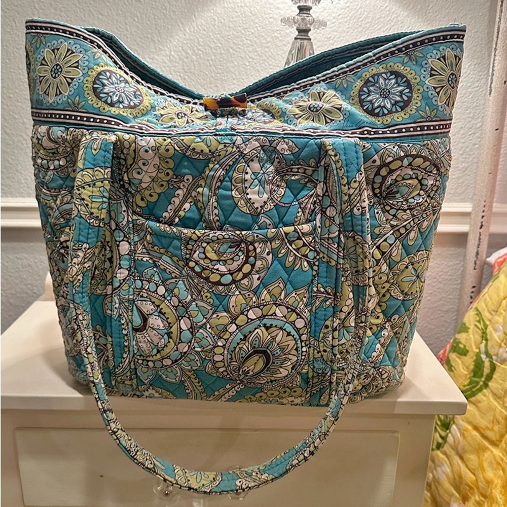Vera Bradley Turquoise & Green Paisley Large Tote